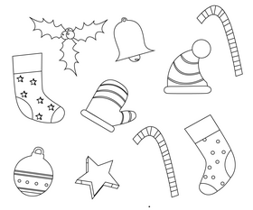 Christmas icons, Xmas black and white vector