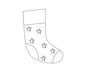 Cartoon Christmas socks black and white clipart