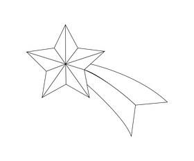 Shooting Christmas star cartoon black and white clipart