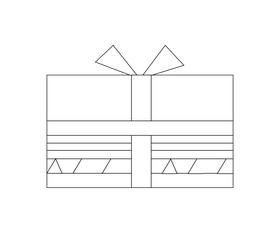 Christmas present, wrapped Christmas gift black and white clipart