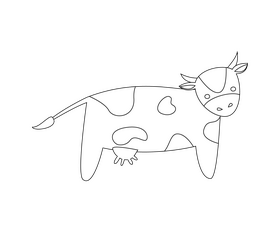 Cow cartoon black and white clipart