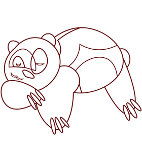 Panda sleeping black and white clipart