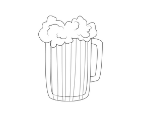 Glass of beer drawing black and white clipart