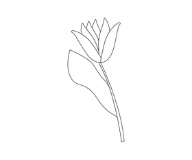 Cartoon flower black and white clipart