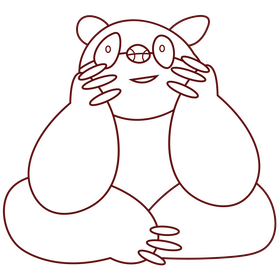 Panda sitting black and white clipart