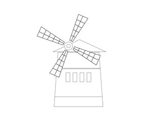 Moulin Rouge, Paris, France black and white clipart