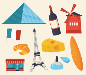 France travel icons vector