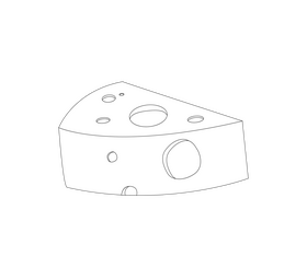 Cartoon cheese black and white clipart