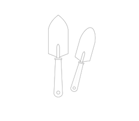 Cartoon garden shovel black and white clipart