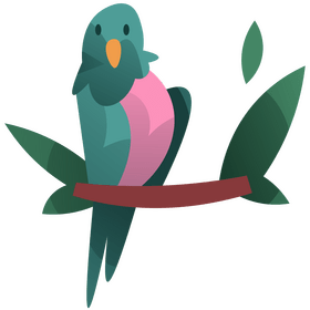 Cartoon parrot sitting on branch clipart