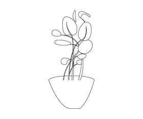Indoor plant illustration black and white clipart
