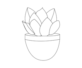 Houseplant black and white clipart