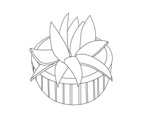 Aloe vera plant in a pot black and white clipart