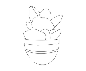 Cartoon house plant black and white clipart