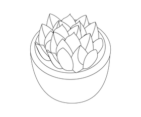 Houseplant black and white clipart