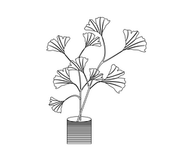Houseplant cartoon black and white clipart
