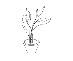 Free houseplant black and white clipart