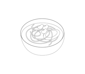 Japanese ramen noodles black and white clipart