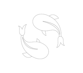 Koi, Japanese carps black and white clipart