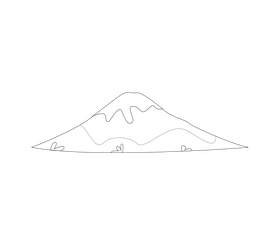 Mount Fuji, Japan black and white clipart