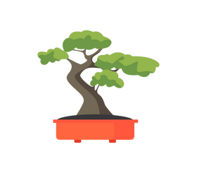 Cartoon Japanese bonsai clipart