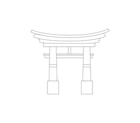 Japanese torii gate black and white clipart