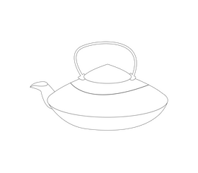 Japanese teapot kettle black and white clipart