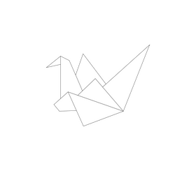 Japanese paper cranes black and white clipart