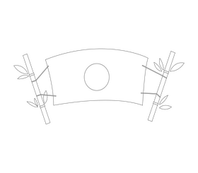 Japan flag illustration black and white clipart