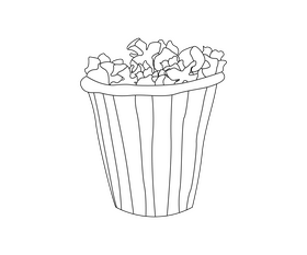 Popcorn in paper box black and white clipart