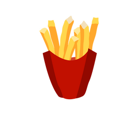French fries in paper box clipart