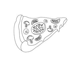 Free pizza slice black and white clipart