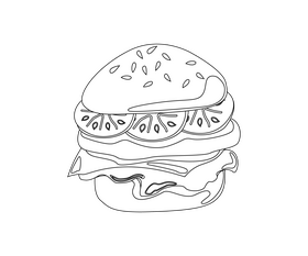 Cartoon hamburger black and white clipart