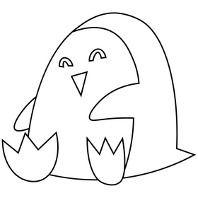 Cute penguin happy black and white clipart