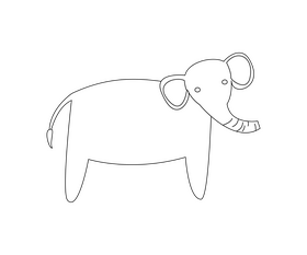 Cute elephant black and white clipart