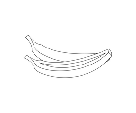 Cartoon Banana black and white clipart
