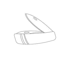 Cartoon Swiss knife black and white clipart