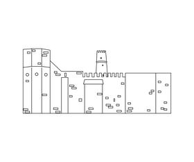 Ribat of Sousse, Tunisia black and white clipart