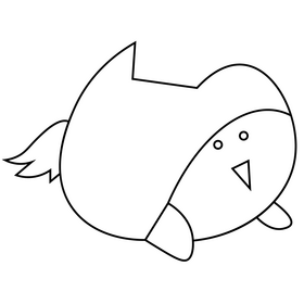 Penguin lying black and white clipart