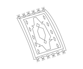 Cartoon Tunisian carpet black and white clipart