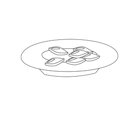 Tunisian pine nuts on a plate black and white clipart
