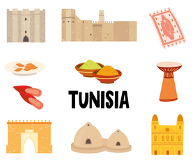 Tunisia travel vector