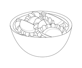 Pierogi, Ukrainian Vareniki food black and white clipart