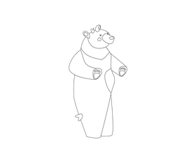Bear illustration black and white clipart