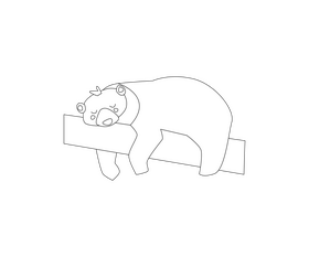 Cartoon sleeping bear black and white clipart