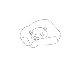 Lying bear cartoon black and white clipart