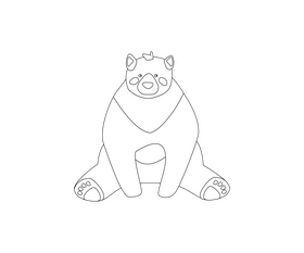 Sitting bear black and white clipart