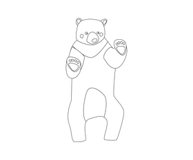Cute bear black and white clipart