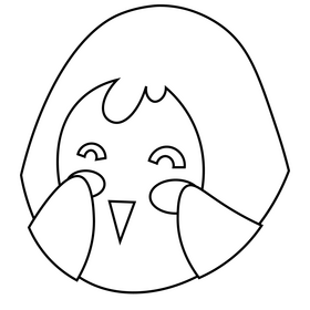 Penguin shy black and white clipart