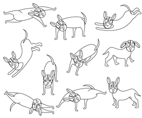 Cartoon dogs black and white vector